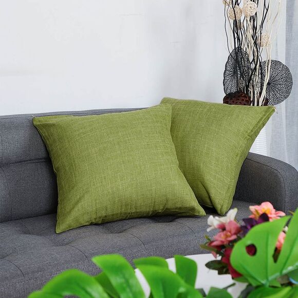 2pcs Linen Throw Pillow Covers Blank Cotton Square Cushion Cover Green - Picture 2 of 6